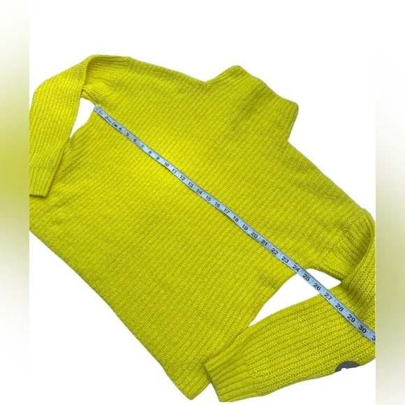 Anthropology lemon yellow funnel neck knit sweater size medium - Picture 7 of 10